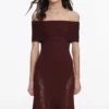 Burgundy Knit Lace Insert Midi Dress Burgundy Knit Lace Insert Midi Dress