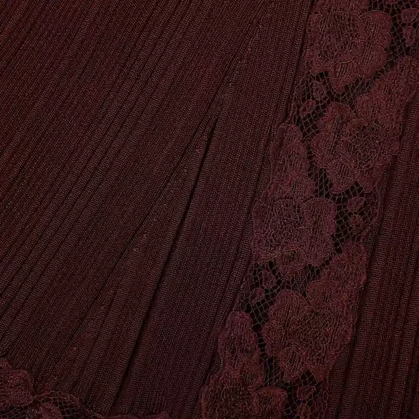Burgundy Knit Lace Insert Midi Dress Burgundy Knit Lace Insert Midi Dress