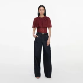 Burgundy Lace Cape Top