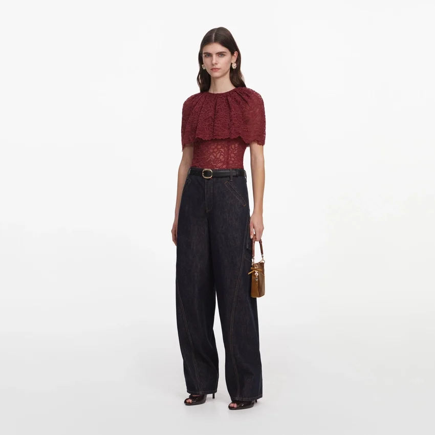Burgundy Lace Cape Top Burgundy Lace Cape Top