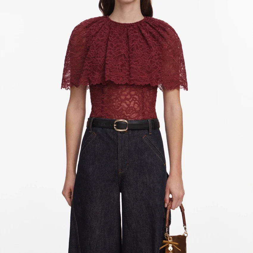 Burgundy Lace Cape Top Burgundy Lace Cape Top