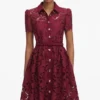 Burgundy Lace Collared Midi Dress Burgundy Lace Collared Midi Dress