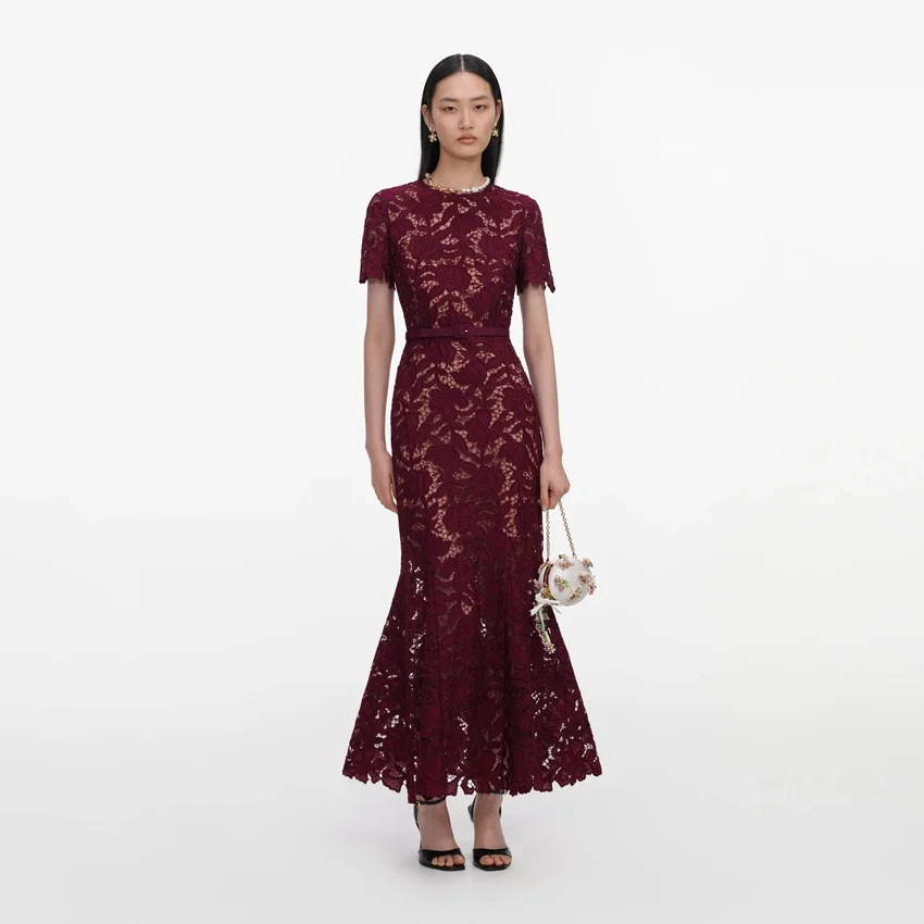 Burgundy Lace Midi Dress Burgundy Lace Midi Dress