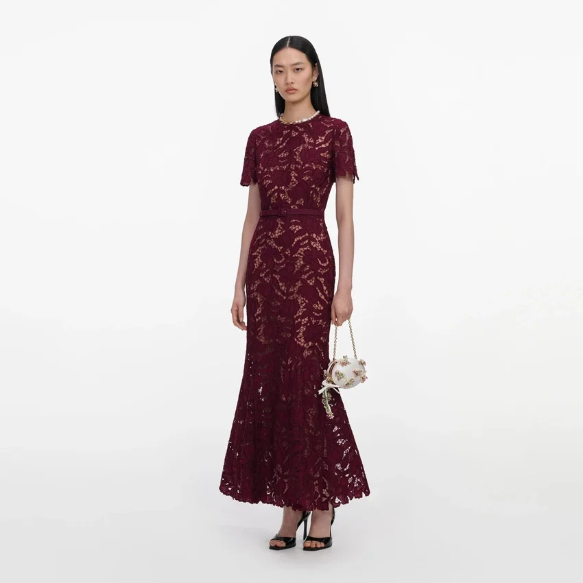 Burgundy Lace Midi Dress Burgundy Lace Midi Dress