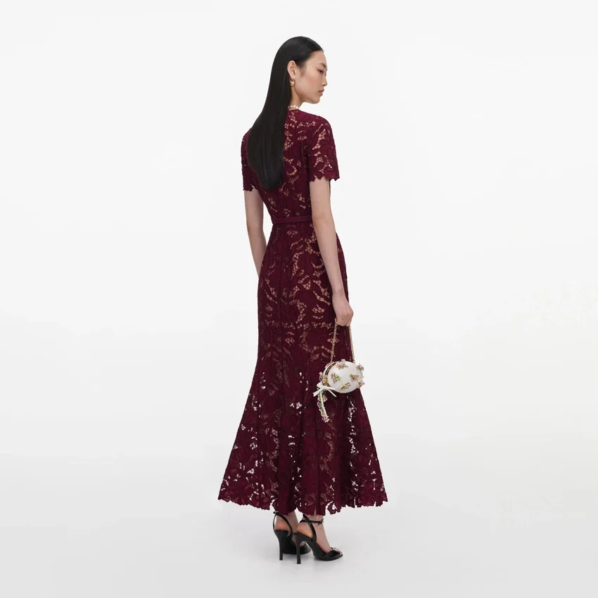 Burgundy Lace Midi Dress Burgundy Lace Midi Dress