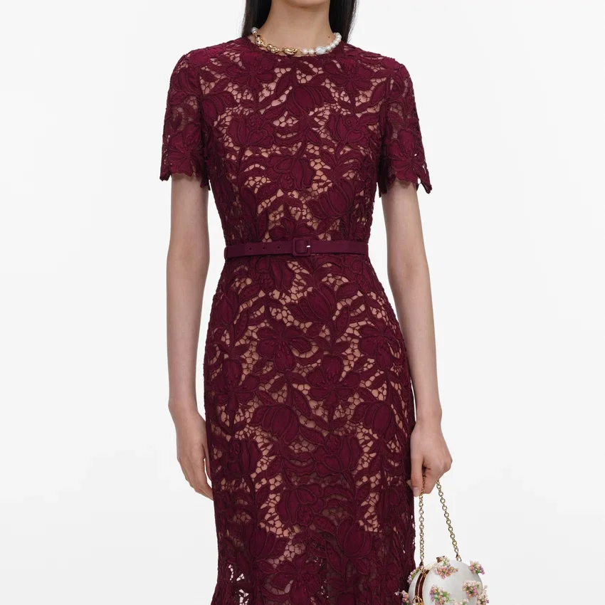 Burgundy Lace Midi Dress Burgundy Lace Midi Dress