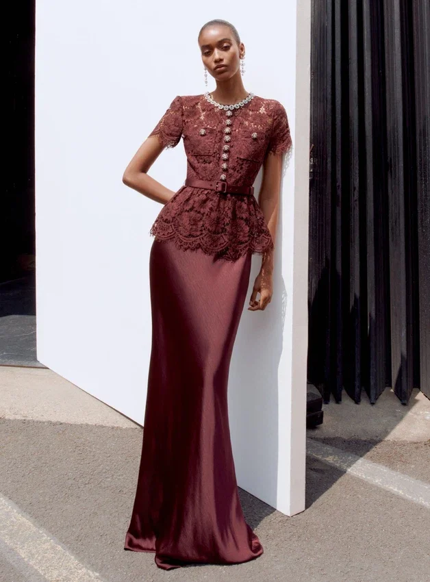 Burgundy Lace Satin Maxi Dress Burgundy Lace Satin Maxi Dress