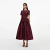 Burgundy Lace Taffeta Midi Dress Burgundy Lace Taffeta Midi Dress
