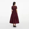 Burgundy Lace Taffeta Midi Dress Burgundy Lace Taffeta Midi Dress
