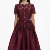 Burgundy Lace Taffeta Midi Dress Burgundy Lace Taffeta Midi Dress