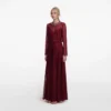 Burgundy Organza Lace Maxi Dress Burgundy Organza Lace Maxi Dress