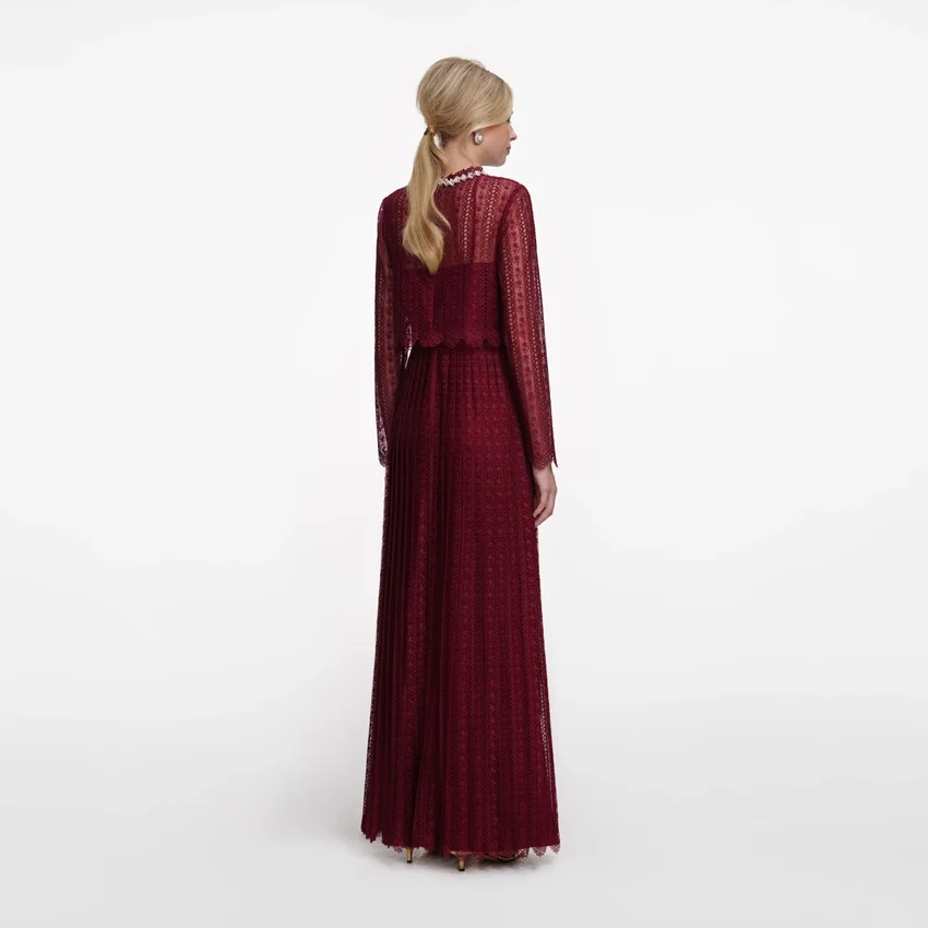 Burgundy Organza Lace Maxi Dress Burgundy Organza Lace Maxi Dress