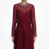 Burgundy Organza Lace Maxi Dress Burgundy Organza Lace Maxi Dress
