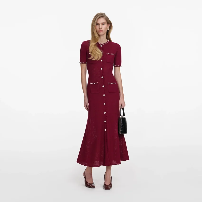 Burgundy Pearl Knit Midi Dress Burgundy Pearl Knit Midi Dress