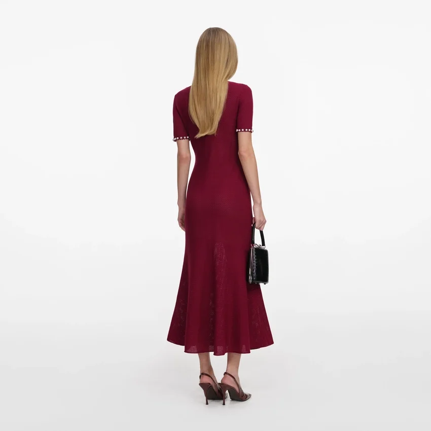 Burgundy Pearl Knit Midi Dress Burgundy Pearl Knit Midi Dress
