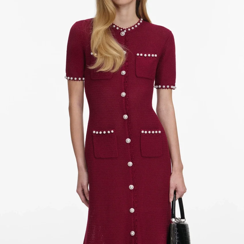 Burgundy Pearl Knit Midi Dress Burgundy Pearl Knit Midi Dress
