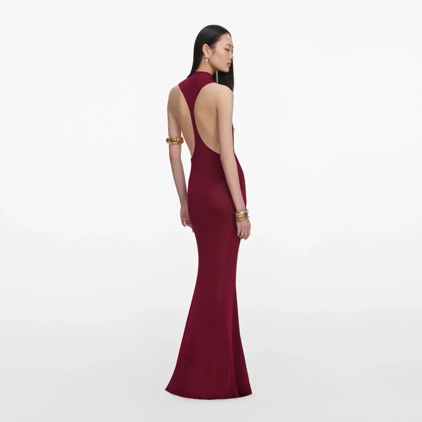 Burgundy Racer Back Viscose Knit Maxi Dress Burgundy Racer Back Viscose Knit Maxi Dress