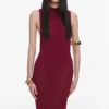 Burgundy Racer Back Viscose Knit Maxi Dress Burgundy Racer Back Viscose Knit Maxi Dress