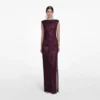 Burgundy Rhinestone Drape Maxi Dress Burgundy Rhinestone Drape Maxi Dress