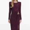 Burgundy Rhinestone Embellished Maxi Dress Burgundy Rhinestone Embellished Maxi Dress