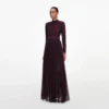 Burgundy Rhinestone Long Sleeve Maxi Dress Burgundy Rhinestone Long Sleeve Maxi Dress