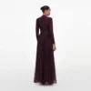 Burgundy Rhinestone Long Sleeve Maxi Dress Burgundy Rhinestone Long Sleeve Maxi Dress