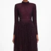 Burgundy Rhinestone Long Sleeve Maxi Dress Burgundy Rhinestone Long Sleeve Maxi Dress
