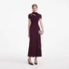 Burgundy Rhinestone Mesh Cut Out Midi Dress Burgundy Rhinestone Mesh Cut Out Midi Dress