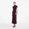 Burgundy Rhinestone Mesh Cut Out Midi Dress Burgundy Rhinestone Mesh Cut Out Midi Dress