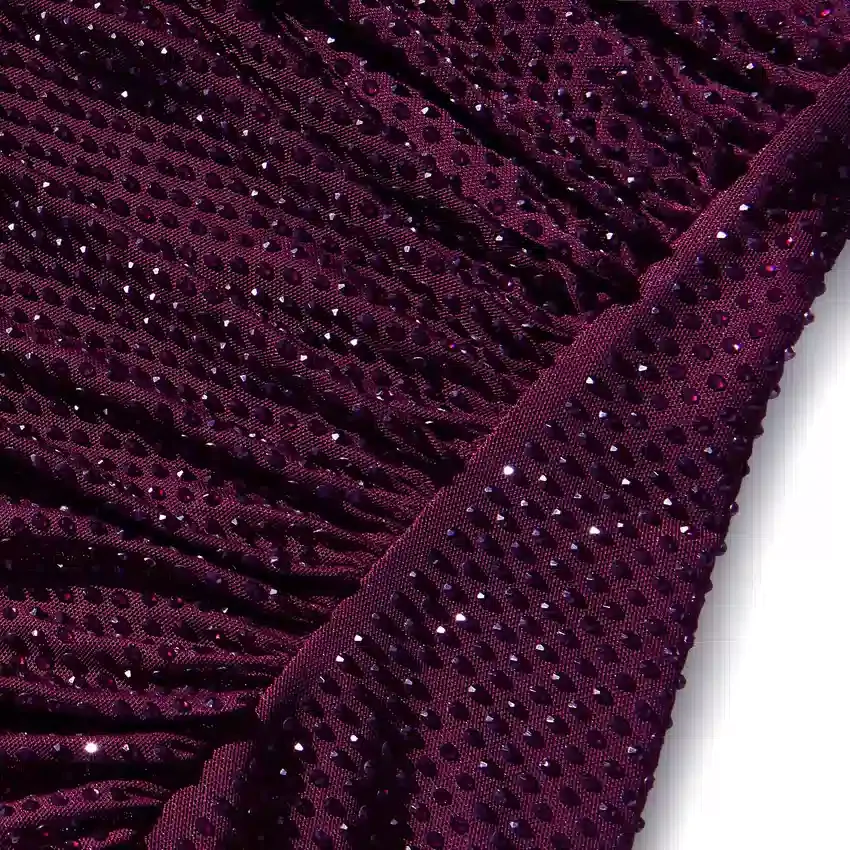 Burgundy Rhinestone Mesh Cut Out Midi Dress Burgundy Rhinestone Mesh Cut Out Midi Dress