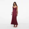 Burgundy Satin Flower Midi Dress Burgundy Satin Flower Midi Dress