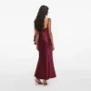 Burgundy Satin Flower Midi Dress Burgundy Satin Flower Midi Dress