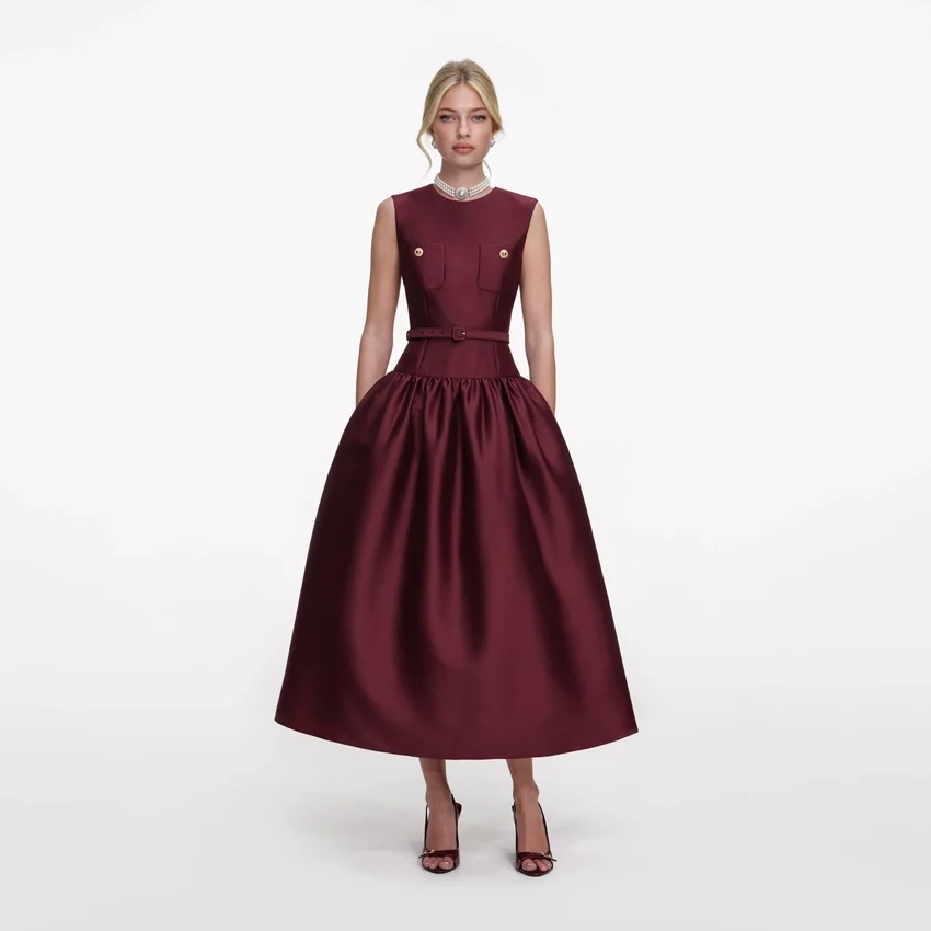 Burgundy Taffeta Midi Dress Burgundy Taffeta Midi Dress