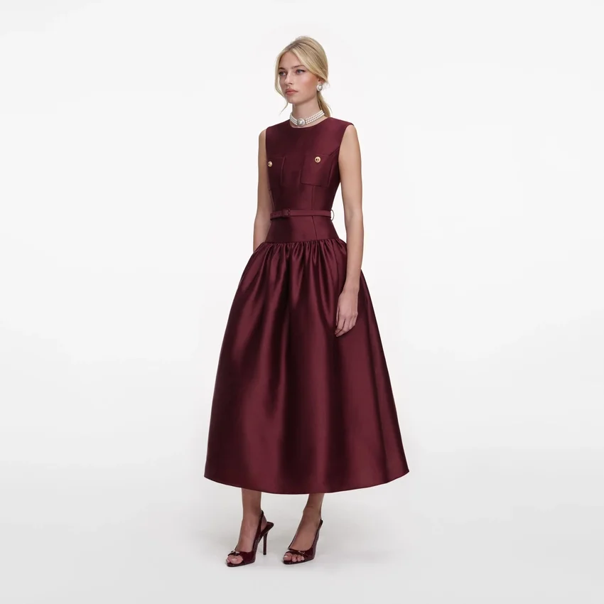 Burgundy Taffeta Midi Dress Burgundy Taffeta Midi Dress