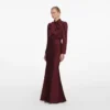 Burgundy Tie Neck Satin Maxi Dress Burgundy Tie Neck Satin Maxi Dress