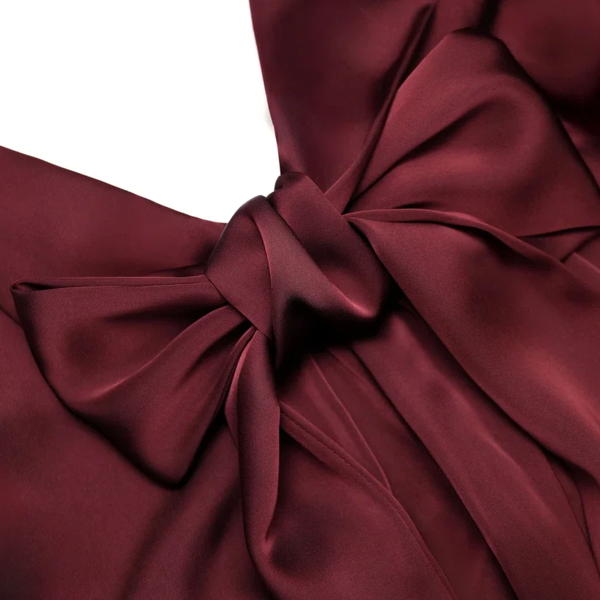 Burgundy Tie Neck Satin Maxi Dress Burgundy Tie Neck Satin Maxi Dress
