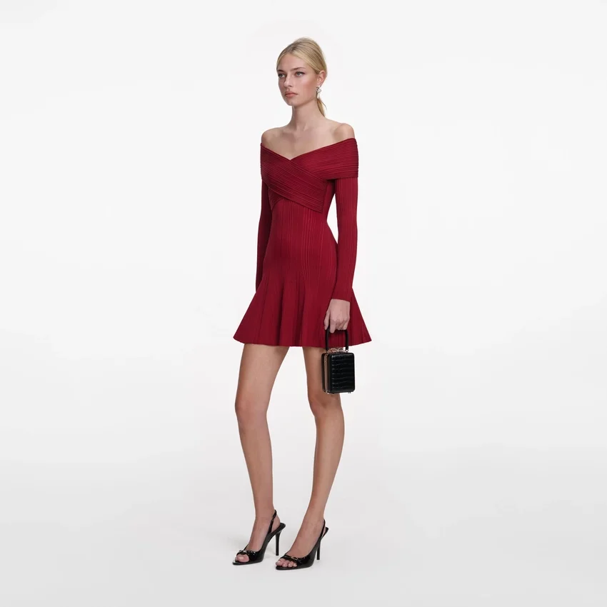 Burgundy Viscose Knit Mini Dress Burgundy Viscose Knit Mini Dress