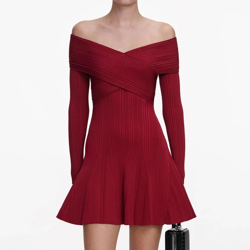 Burgundy Viscose Knit Mini Dress Burgundy Viscose Knit Mini Dress