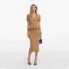 Camel Knit Peplum Midi Dress Camel Knit Peplum Midi Dress
