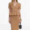 Camel Knit Peplum Midi Dress Camel Knit Peplum Midi Dress