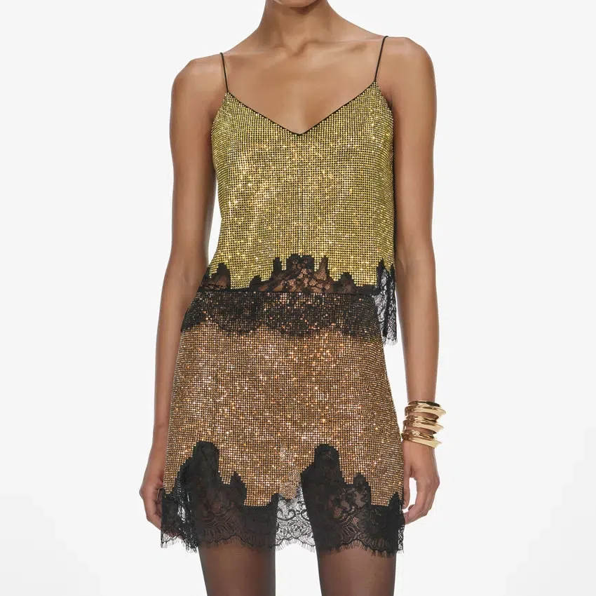 Champagne Crystal Chainmail Top Champagne Crystal Chainmail Top