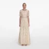Champagne Floral Embellished Maxi Dress Champagne Floral Embellished Maxi Dress