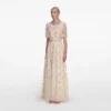 Champagne Floral Embellished Maxi Dress Champagne Floral Embellished Maxi Dress