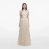 Champagne Metallic Chiffon Maxi Dress Champagne Metallic Chiffon Maxi Dress