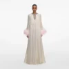 Champagne Metallic Ombre Feather Maxi Dress Champagne Metallic Ombre Feather Maxi Dress