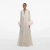 Champagne Metallic Ombre Feather Maxi Dress Champagne Metallic Ombre Feather Maxi Dress