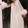 Champagne Metallic Ombre Feather Maxi Dress Champagne Metallic Ombre Feather Maxi Dress