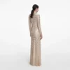 Champagne Rhinestone Drape Maxi Dress Champagne Rhinestone Drape Maxi Dress