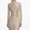 Champagne Rhinestone Drape Maxi Dress Champagne Rhinestone Drape Maxi Dress