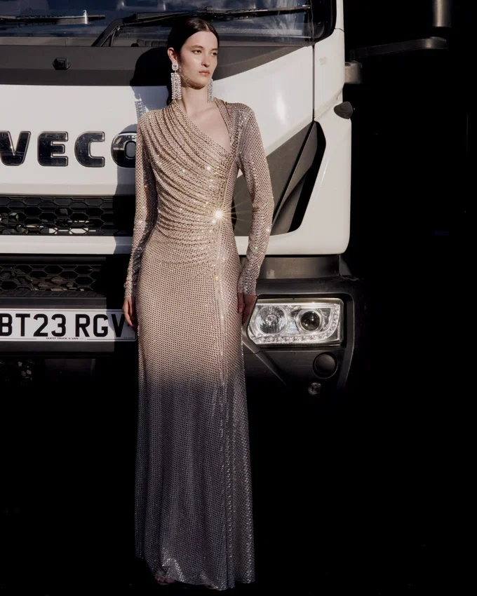 Champagne Rhinestone Drape Maxi Dress Champagne Rhinestone Drape Maxi Dress